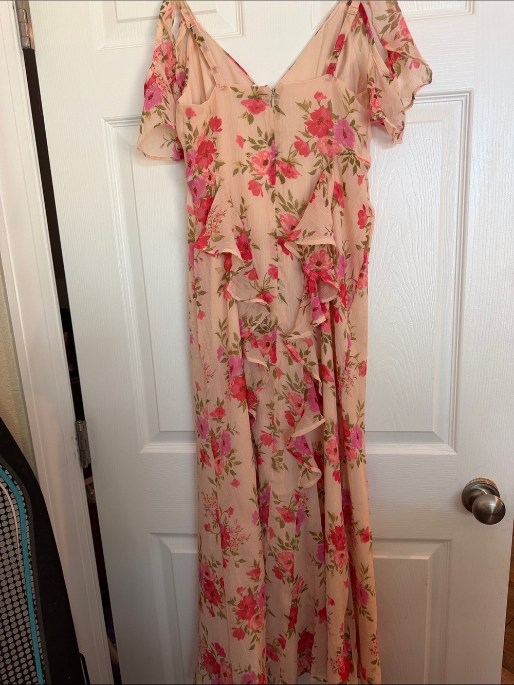 Old Navy The Occasion Pink Floral Cold-Shoulder Ruffle Maxi Dress New Size 2 - Picture 6 of 6